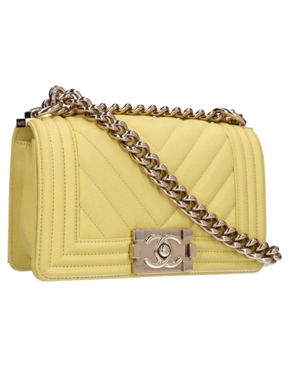 Chanel Boy 20 Chez Blanc Caviar Leather Chain Shoulder Bag 20